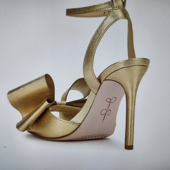 Jessica Simpson Gold "Olivine" Bow Heeled sandals. Customer return. NIB. 8.5 - Picture 3 of 12